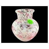BLOWN ART GLASS PINK AND WHITE SWIRL VASE