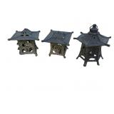 3 BAGOTA IRON CANDLE HOLDERS