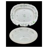 2 PC LOT OF HERB AND FLORAL SERVING BOWL AND