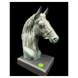 DECORATIVE METAL HORSE BUST SCULPTURE