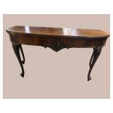 MAHOGANY GEORGIAN CARVED FLIP TOP CONSOLE TABLE