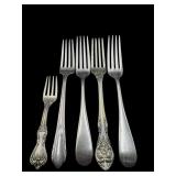 5 PIECE STERLING SILVER FORK LOT 6.7 OUNCES