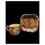 2 PC LOT ANTIQUE BENNINGTON SPONGEWARE PITCHER