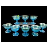 SET OF 8 FENTON CELESTE BLUE STRETCH IRIDESCENT