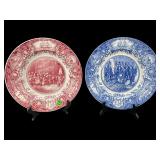 2 PC LOT OF WEDGWOOD ENGLAND RED AND BLUE AND
