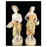 LARGE ANTIQUE ROYAL DUX PEASANT MAN & WOMAN