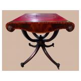 REGENCY MAHOGANY BANDED LEATHER TOP TABLE