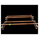 2 PC LOT ANTIQUE WOOD AND METAL TOWEL BARS