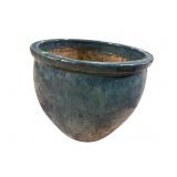 LARGE POTTERY BLUE GLAZE PLANTER