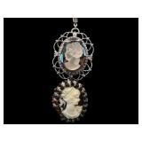 PAIR OF COSTUME CAMEO BROOCH AND PENDANT