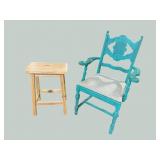 PAINTED CHAIR AND STOOL LOT
