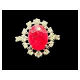 PLATINUM AARON GOFFLIEB RUBY & DIAMOND RING
