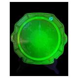LARGE URANIUM GREEN DEPRESSION PRINCESS CAKE PLATE