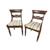 2 19TH CENTURY ROSEWOOD SWAN CARVED CHAIRS