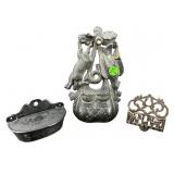 LOT OF 3 ANTIQUE CAST IRON & METAL MATCH SAFES