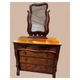 CHERRY AND MAHOGANY EMPIRE CHEST WITH MIRROR