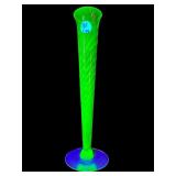 TALL URANIUM GREEN DEPRESSION SPIRAL OPTIC VASE