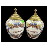 PR OF OLD VIRGINIA JAR CO HAND PAINTED GINGER JARS