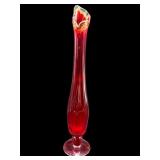 VIKING AMBERINA CADMIUM GLOW SWUNG BUD VASE