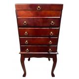 CHERRY FINISH TALL SILVER CHEST