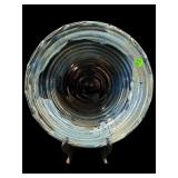 SIGNED STUDIO ART POTTERY BLUE GLAZE CENTER BOWL