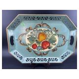 PAINT DECORATED RETICULATED TOLEWARE TRAY