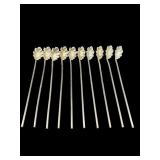 LOT OF 10 PERUZZI 800 SILVER LONG LEAF STRAWS