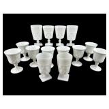 LOT OF 14 MILK GLASS GOBLETS