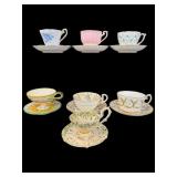 LOT OF 7 VARIOUS MAKER PORCELAIN TEA CUPS &