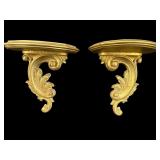 PR OF SYROCO WOOD GOLD GILD WALL SHELVES