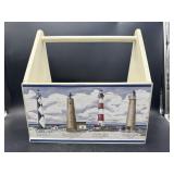LIGHTHOUSE DECORATED MAGAZINE HOLDER