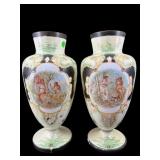 2 NEOCLASSICAL GRECIAN FIGURAL FOOTED BRISTOL