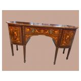 19TH CENT. GEORGIAN MARQUETRY INLAID MAHOGANY