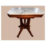 WALNUT VICTORIAN MARBLE TOP TABLE