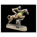 SIGNED O. TUPTON PLASTER JOCKEY WITH HORSE