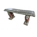 SEATED LION CONCRETE ORNATE BENCH