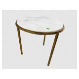 IRON AND MARBLE TOP END TABLE