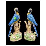2 CHELSEA HOUSE HAND PAINTED PORCELAIN PARROTS ON