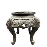 LARGE ANTIQUE ORIENTAL WOOD CARVED TABORET