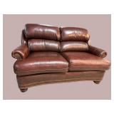 HANCOCK & MOORE BROWN LEATHER LOVESEAT