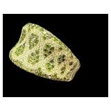 14K GREEN AND WHITE DIAMOND RING