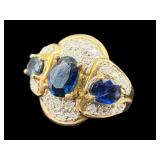 14K BLUE SAPPHIRE & DIAMOND RING