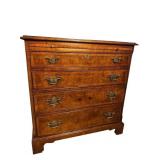 ALL BURLED BANDED BATCHELORS CHEST WITH SLIDE