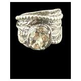 DESIGNER PZ ITALY STERLING GREEN AMETHYST RING;