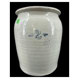 ANTIQUE 2 GALLON BLUE MARK STONEWARE CROCK