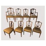 8 MAHOGANY PLUME CARVED LYRE BACK CHAIRS