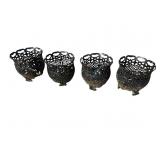 4 WROUGHT IRON ORNATE PLANTERS