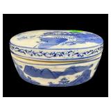 ORIENTAL BLUE & WHITE VILLAGE SCENE PORCELAIN
