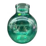 LARGE ROUND GREEN ITALIAN GLASS VASE