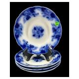 SET OF 4 ROSEVILLE ENGLAND FLOW BLUE PORCELAIN